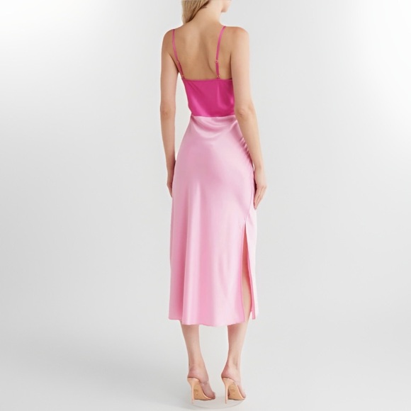 Anthropologie Hutch Satin Maxi Slip Dress NWT Pink and Fuchsia Size Large - Picture 2 of 13